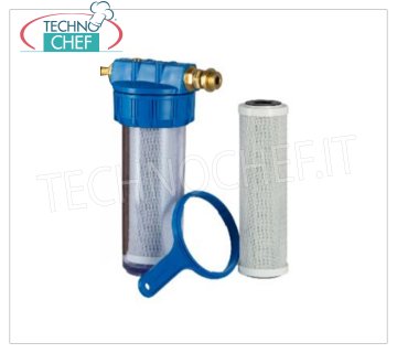Technochef - FILTRE À EAU avec CARTOUCHE À CHARBON ACTIF, raccords 3/4'', Mod.NK224CC