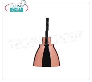 TECHNOCHEF - Lampe chauffante infrarouge en cuivre, modèle NR25 LAMPE DE CHAUFFAGE réglable en hauteur, douille en cuivre CUIVRE diamètre 225 mm, ROUGE clair, V.230 / 1, L.250, Poids 1,25 Kg.