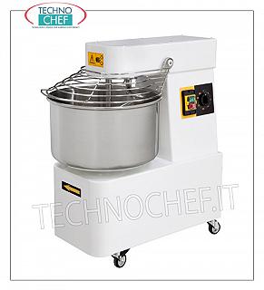 SPIRAL MIXER avec bol de 10 litres pour 8 kg de pâte MÉLANGEUR À SPIRALE, avec tête et cuve lt.10, capacité de mélange de 8 kg, complet avec tige de malaxeur, minuterie et roues, V.230 / 1, Kw.0.37, Poids Kg.42, dim.mm .260x500x500h