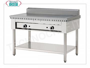 Cuisinière GAZ avec PLAQUE EN ACIER, Version sur Pieds avec Étagère Inférieure Cuisinière piadina à gaz pour 4 Piadine avec plaque en acier 600x600, version sur pieds avec étagère inférieure, puissance thermique 6,7 kw, dim. extérieur mm 650x730x960h