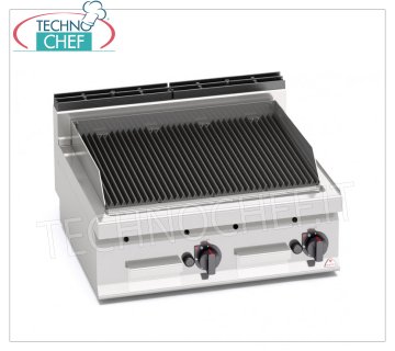 TECHNOCHEF - GRIL A GAZ EN PIERRE DE LAVE, module DOUBLE TOP, Mod.PLG80B/G GRIL À GAZ EN PIERRE DE LAVE, Ligne BERTOS, MACROS 700, Série COMFORT POWER, Module DOUBLE TOP avec ZONE DE CUISSON mm 700x515, puissance thermique Kw.13,8, Poids 68 Kg, dim.mm.800x700x290h