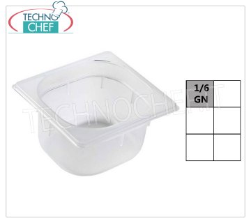 Cuve polypropylène GN 1/6 Gastronorme Plateau gastronorme 1/6, en polypropylène, dim.mm.176 x 162 x 65 h