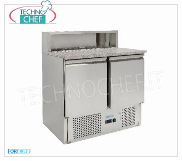 Saladette Réfrigérée 2 Portes, Dessus en Granit avec compartiment 5 bacs GN 1/6, mod. G-PS900-FC Saladette réfrigérée pour salades à 2 PORTES, capacité 5 bacs GN 1/6, Temp.+2°/+8°C, Gaz ECOLOGIQUE R600a, V.230/1, Kw.0,235, Poids 98 Kg, dim.mm 900x700x1075h