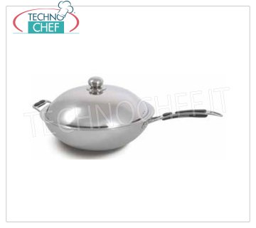 TECHNOCHEF - Poêle pour WOK AISI 304, Mod.PW36 Poêle WOK en acier inoxydable AISI 304, diamètre 360 mm.