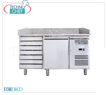 Comptoir à pizza réfrigéré, 1 porte, 7 tiroirs, dim.mm.1510x800x1000h