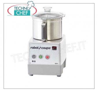 Tableau CUTTER R5-1V, capacité du réservoir lt.5,9, marque ROBOT COUPE, professionnel Table CUTTER R5-1V, marque ROBOT COUPE, avec BOL EN ACIER INOXYDABLE amovible de 5,9 litres, Vitesse 1 500 tr/min, V. 230/1, Kw 0,75, Poids 22 Kg, dimensions 280x365x510h mm