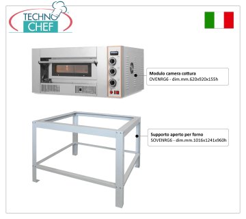 Four à pizza à gaz pour 6 pizzas, diamètre 300 mm, chambre 620 x 920 mm - Commandes MÉCANIQUES