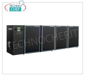 Comptoir de bar réfrigéré ventilé à 4 portes en skinplate noir