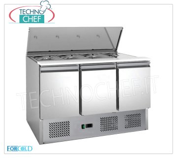 Saladette Réfrigérée 3 Portes, conçue pour 4 bacs GN 1/1, mod. S903-FC