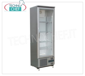 Technochef - RÉFRIGÉRATEUR pour BOISSONS, 1 Porte, Statique, Temp.+2°/+8°C, lt.307, Classe B, Mod.G-SC300GSS Réfrigérateur professionnel pour boissons, structure en acier inoxydable, 1 porte vitrée, Statique, température +2°/+8°C, capacité 307 litres, Classe B, éclairage LED, complet avec 4 grilles, V.230/1 , Kw.0, 17, Poids 85 Kg, dim.mm.600x520x1880h