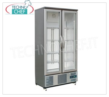 Forcar - Vitrine Réfrigérée pour BOISSONS, 2 Portes, lt.490, Statique, Temp.+2°/+8°C, Classe C, mod.G-SC500GSS Armoire Réfrigérée Professionnelle pour Boissons, 2 portes vitrées, lt.490, Temp.+2°/+8°C, Statique, Gaz R600a, Classe C, éclairage led, V.230/1, Kw.0,25 , Poids 125 Kg, dim.mm.920x520x1880h