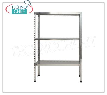 TECHNOCHEF - Etagère en acier inoxydable, module avec 3 étagères fendues, 30 cm de profondeur, 150 cm de hauteur. Rayonnage modulaire en acier inoxydable 304 avec 3 tablettes à fentes, capacité totale 3x100 kg, montage par boulon, module 60x30x150h cm