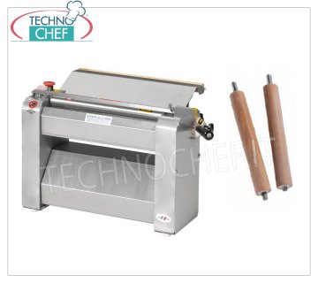Laminoir ROGA pour pâtes avec rouleaux de 40 cm, Professionnel, Mod.SF400 Laminoir à pâtes à rouleaux inox LONG 400 mm, V 400/3, kW 0,60, dim. mm 640x350x400h