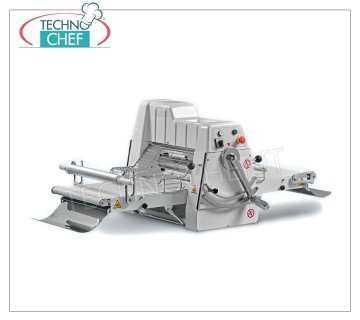 LAMINOIR pour Pâtisserie, avec RUBANS 95x50 cm équipé de Dough Collector, mod. SF-B500-95 Laminoir professionnel pour comptoir pâtisserie avec BANDES-TAPIS 950x500 mm équipés de FARINE SOUS-TOP et COLLECTEUR DE PÂTE, rouleaux DE LAMINATION mm. 500 avec ouverture de : 0 à 35 mm, Poids Kg 126, kw 0,75, dim. ouvert mm. 2320x880x650h