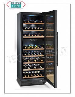 Cave réfrigérée 1 porte vitrée, capacité 96 bouteilles, double température