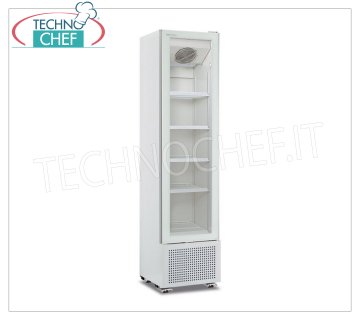 RÉFRIGÉRATEUR pour BOISSONS, 1 Porte, Ventilé, Temp.+1°/+9°C, lt.203, Classe E - LARGE cm 45 Réfrigérateur à boissons professionnel, 1 porte vitrée, temp.+1°/+9°C, capacité 203 litres, ventilé, Classe E, éclairage Led, V.230/1, Kw.0,21, Poids 72 Kg, dim.mm .450x497x1881h