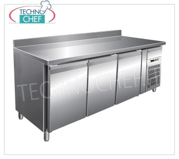 Forcar-Frigo Table 3 Portes avec Dosseret, Temp.-2°/+8°C, lt.339, Ventilé, Classe B, G-SNACK3200TN Table Comptoir Réfrigérée 3 PORTES avec crédence et tiroir neutre, Professionnel, Ligne SNACK, temp.-2°/+8°C, capacité 339 litres, réfrigération ventilée, ECOLOGIQUE en Classe B, Gaz R290, V.230/1, Kw. 0,26, Poids 136 Kg, dim.mm.1795x600x860/960h