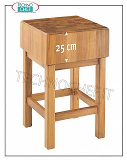 Blocs de boucher en bois d'Acacia de 25 cm d'épaisseur avec socle Bloc de viande en bois d'Acacia, épaisseur 25 cm, sur socle, dimensions 350x350x900h mm