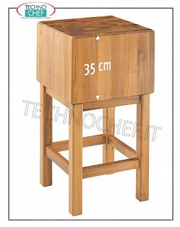 Billots de boucher en bois d'Acacia épaisseur 35 cm avec socle Bloc de viande de boucher en bois avec socle
