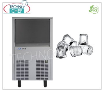 ICETECH - MACHINE À GLACE en CUBES PLEINS, Rendement 32-34 Kg / 24 heures, DÉPÔT 15 Kg, Professionnel, modèle SS35 Machine à glaçons pleins, rendement 32 Kg / 24 heures, stockage 15 Kg, extérieur inox, refroidi par air, Gaz R290, V.230/1, Kw.0,4, poids Kg.41, dim.mm.435x605x695h