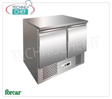 Forcar - Tavolo Congelante-Congélateur 2 Portes, lt.240, Temp. -12°/-18°C, Classe D, GAZ R290, mod.G-SS45BT Congélateur table-Congélateur 2 portes, Professionnel, capacité lt.240, temp. -12°/-18°C, Gastronorm 1/1, avec Ventilateur pour Uniformiser la Température, ECOLOGIQUE en Classe D, Gaz 290, V.230/1, Kw.0,26, Poids 86 Kg, dim.mm.943x700x850h