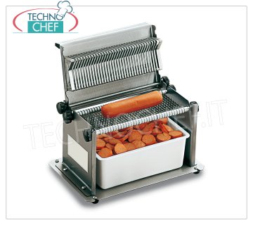 TECHNOCHEF - Coupe-saucisse manuel 34 lames, épaisseur de coupe 6 mm, modèle TW6 Frankfurter manuel en acier inoxydable avec 34 lames, épaisseur de coupe 6 mm, poids 2 Kg, dim.mm.280x170x170 / 270h