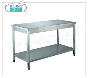 Tables inox sur pieds avec étagère inférieure, profondeur 70 cm Table de travail en inox sur pieds avec étagère inférieure, dim. mm 600x700x850h