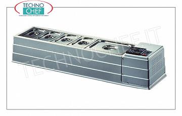 Vitrine réfrigérée en ABS, 1270x330 mm Vitrine réfrigérée horizontale en ABS / plastique blanc, sans protection, temp. pression de service + 2 / + 10 ° C, bassins exclus, V.230 / 1, Kw.0.13, poids 25 kg, dim.mm.1270x330x230h