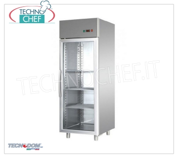 TECNODOM - Congélateur-Congélateur Armoire 1 porte vitrée, 700 l, température négative Congélateur-Congélateur 1 porte vitrée, marque TECNODOM, avec structure en acier inoxydable, capacité de 700 litres, basse température -18°/-22°C, réfrigération ventilée, Gastro-Norm 2/1, V.230/1, Kw .0 ,65, Poids 144 Kg, dim.mm.710x800x2030h