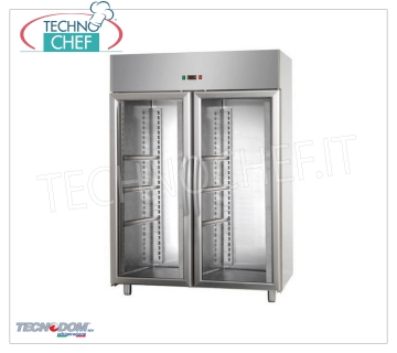 Technochef - Réfrigérateur 2 portes vitrées, 1200 litres, Professional, modèle AF12EKOMTNPV Réfrigérateur 2 portes vitrées, lt.1200, température 0 ° / + 10 ° C, réfrigération ventilée, V.230 / 1, Kw.0.57, Poids 171 Kg, dim.mm.1420x700x2030h
