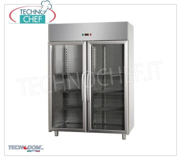 TECNODOM - Armoire congélateur-congélateur 2 portes vitrées, lt.1400, température négative Armoire Congélateur-Congélateur 2 portes vitrées, marque TECNODOM, avec structure en acier inoxydable, capacité 1400 litres, basse température -18°/-22°C, réfrigération ventilée, V.230/1, Kw.0,7, Poids 199 Kg, dim.mm.1420x800x2030h