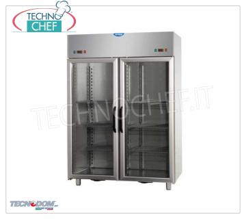 TECNODOM - Armoire congélateur-congélateur 2 portes vitrées à double température, lt.1380 Congélateur-Congélateur Meuble 2 Portes Vitrées, marque TECNODOM, structure en acier inoxydable, capacité 1380 litres, version avec 2 compartiments indépendants, 2 moteurs, temp.-18°/-22°C, réfrigération ventilée, V.230/1, Kw. 0,65+0,65,Poids 235 Kg,dim.mm.1420x800x2030h