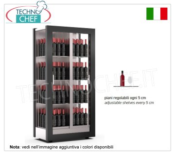 CAVE À VIN TECA capacité 128 bouteilles Verticale, Statique-Ventilée, 3 Côtés Vitrés, dim.mm.874x568x1865h