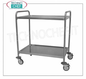 Chariots de service en inox Chariot en acier inoxydable AISI 304 avec 2 étagères embouties mesurant 800x500 mm, poids 13,5 Kg, dim.mm.890x590x920h