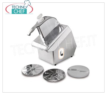 Coupe-légumes électrique professionnel pour table + kit de disques DF2 - DTV - DT10, ligne TITANIUM Coupe-légumes de table électrique avec kit de disques DF2 - DTV - DT10, ligne TITANIUM, structure en acier et couvercle en aluminium amovible et amovible, production 200 Kg / h, V.230 / 1, Kw. 0,55, poids 25 Kg, dim .mm.261x604x522h