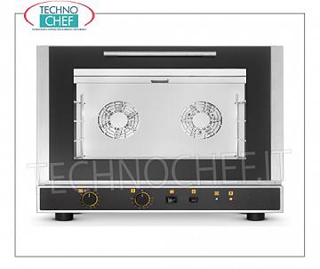 TECNOEKA, Four électrique à convection avec grill et humidificateur pour 4 plateaux de 600x400 mm, FOUR À CONVECTION ÉLECTRIQUE avec GRIL et HUMIDIFICATEUR pour PÂTISSERIE et BOULANGERIE, chambre de cuisson pour 4 PLATEAUX de 600x400 mm, COMMANDES ÉLECTROMÉCANIQUES, V.400 / 3 + N, Kw.5,2, Poids 52 Kg, dim.mm.784x752x634h