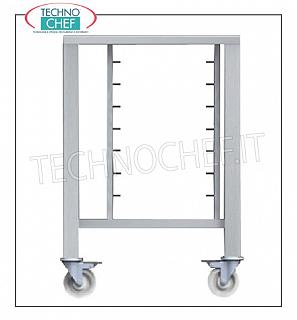 Support de base pour les fours en acier inoxydable Support de base pour fours en acier inoxydable 430 avec la tablette inférieure et des roues avec des paires de guides d'insertion 6 plateaux ou grilles 6 Gastro-Norm 2/3 (mm.425x340), pour Mod: TK-EKF423; TK-EKF443; TK-EKF523, Kg.31,2 Poids, dim.mm.626x646x883h