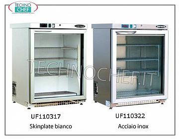 TECHNOCHEF - Congélateur-Congélateur Armoire 1 porte vitrée, 140 lt, température -15°/-25°C Congélateur-Congélateur 1 porte vitrée, roll bond, temp.-15°-25°, lt.140, skinplate blanc