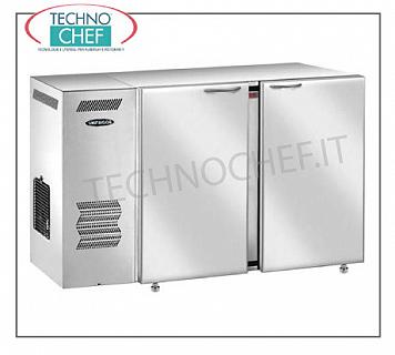 Retour comptoir réfrigérateur pour les bars multifonction réfrigérée avant compteur, deux portes pleines en acier inoxydable, ventilée, temp. + 2 ° à + 8 °, V 230/1, 3,81 kW, dim. 1540x540x850h mm.