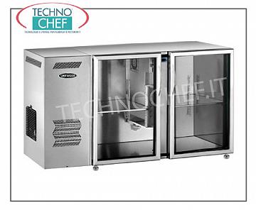 Retour comptoir réfrigérateur pour les bars multifonction arrière réfrigérée compteur, 2 portes vitrées, ventilée, temp + 2 ° à + 8 °, l'acier inoxydable est / int