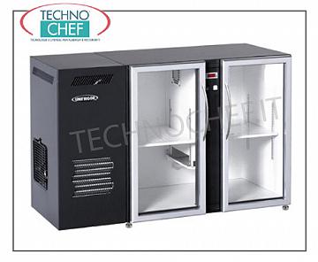 Frigo bar 2 portes vitrées, Ventilé, en Skinplate Noir Comptoir réfrigéré pour bars, 2 portes vitrées, ventilé, temp + 2 ° + 8 °, V.230 / 1, kw 0,464, dim. mm 1240x540x850 / 875h