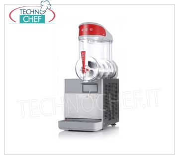 Machine à slush, sorbetière et crèmes froides avec réservoir de 1 litre 10, Mod.MT1PLUS / G Machine à sorbet / Slush avec 1 réservoir de 10 litres en polycarbonate incassable non toxique, corps en acier inoxydable, condenseur à air, V.230 / 1, Kw.0.46, Poids Kg 26, dim.mm 280x470x690h