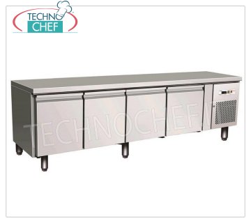 Forcar- Table Réfrigérée Réfrigérée 4 portes, Temp.-2°/+8°C, lt.170, Ventilée, Mod.G-UGN4100TN
