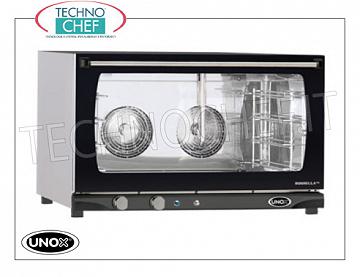 UNOX - Four électrique à convection avec humidificateur, Mod.XFT193 ROSSELLA, 4 PLATEAUX 60x40 cm FOUR ELECTRIQUE CONVENTION Ligne UNOX-MISS, pour GASTRONOMIE et PÂTISSERIE, capacité 4 PLATEAUX de mm.600x400, version avec COMMANDES MANUELLES et HUMIDIFICATEUR, V. 230/1 - 400/3 + N, Kw. 6.5, poids 49 Kg, dim.mm.800x774x509h