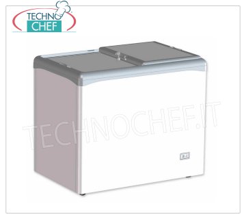 Technochef - Well Freezer, Blind Doors, lt.208, Static, Temp.-25 ° / -18 ° C, mod.VIC220CCS Congélateur horizontal, 2 portes coulissantes aveugles, capacité lt.208, température -25 ° / -18 ° C, réfrigération statique, Gaz R290, V.230 / 1, Kw / 24h.1.04, Poids 54 Kg, dim .mm.1002x651x865h