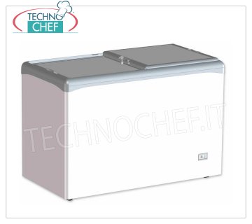 Technochef - Well Freezer, Blind Doors, lt.284, Static, Temp.-25 ° / -18 ° C, mod.VIC330CCS Congélateur horizontal, 2 portes coulissantes aveugles, capacité lt.284, température -25 ° / -18 ° C, réfrigération statique, Gaz R290, V.230 / 1, Kw / 24h.1,23, Poids 60 Kg, dim .mm.1252x651x865h