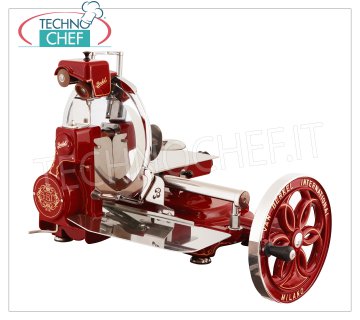 BERKEL - Trancheuse à volant moteur Mod.B114, lame Ø 319 mm, Trancheuse à volant manuelle professionnelle, couleur rouge, avec diamètre de lame mm 319, poids 55 kg, dim.mm.825x670x700h