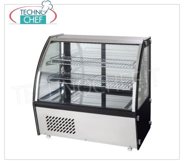 Forcar - VITRINE RÉFRIGÉRÉE, capacité lt.100, ventilée, classe C, mod.G-VPR100 Vitrine de comptoir réfrigérée avec verre bombé, réfrigération VENTILÉE, température +2°/+8° C, capacité lt.100, Gaz ÉCOLOGIQUE R600a, Classe C, 230/1, Kw 0,15, Poids 57 Kg, dim. extérieure mm .695x462x670h