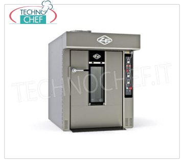 Four Rotatif Electrique pour PÂTISSERIE, Mod.BABY60X80E FOUR ÉLECTRIQUE ROTATIF pour PÂTISSERIE, capacité 10/12 plateaux de mm 600x800, V.400/3, Kw.23,5, Poids 700 Kg, dim.mm.1260x1870x1590h