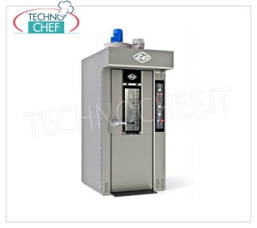 Four Rotatif Electrique pour PÂTISSERIE, Mod.MINIROTORFAN40X60E FOUR ÉLECTRIQUE ROTATIF pour PÂTISSERIE, capacité 15/18 plateaux de mm 400x600, V.400/3, Kw.23,5, Poids 650 Kg, dim.mm.980x1500x2020h